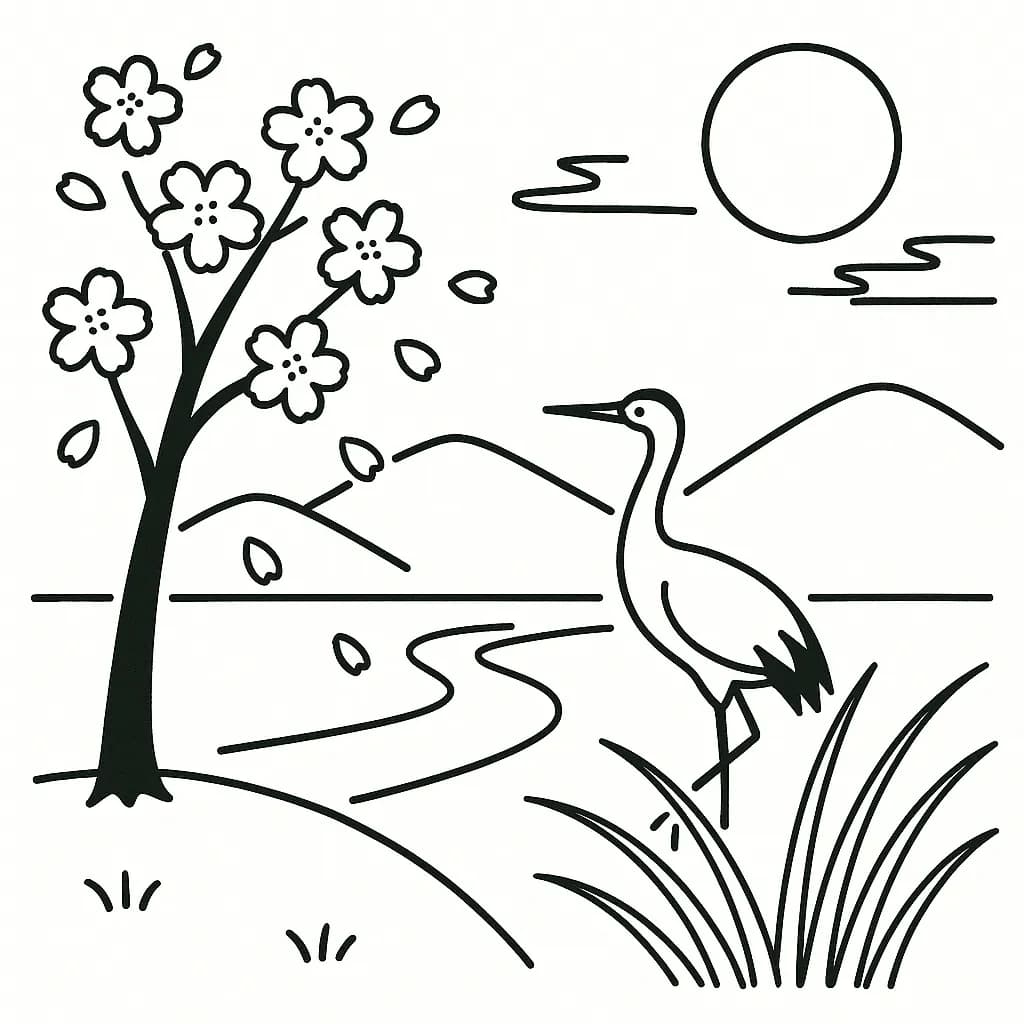 花鳥風月の意味を表すイラスト