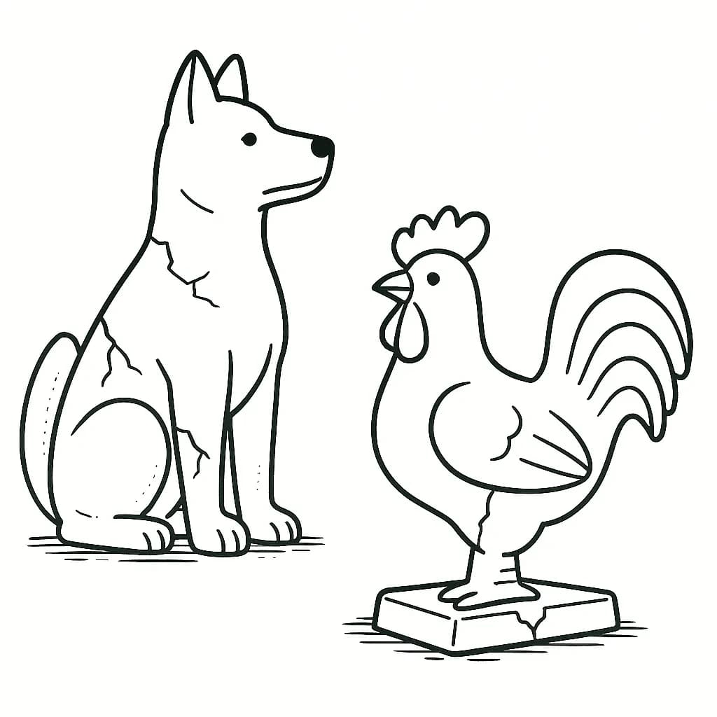陶犬瓦鶏の意味を表すイラスト