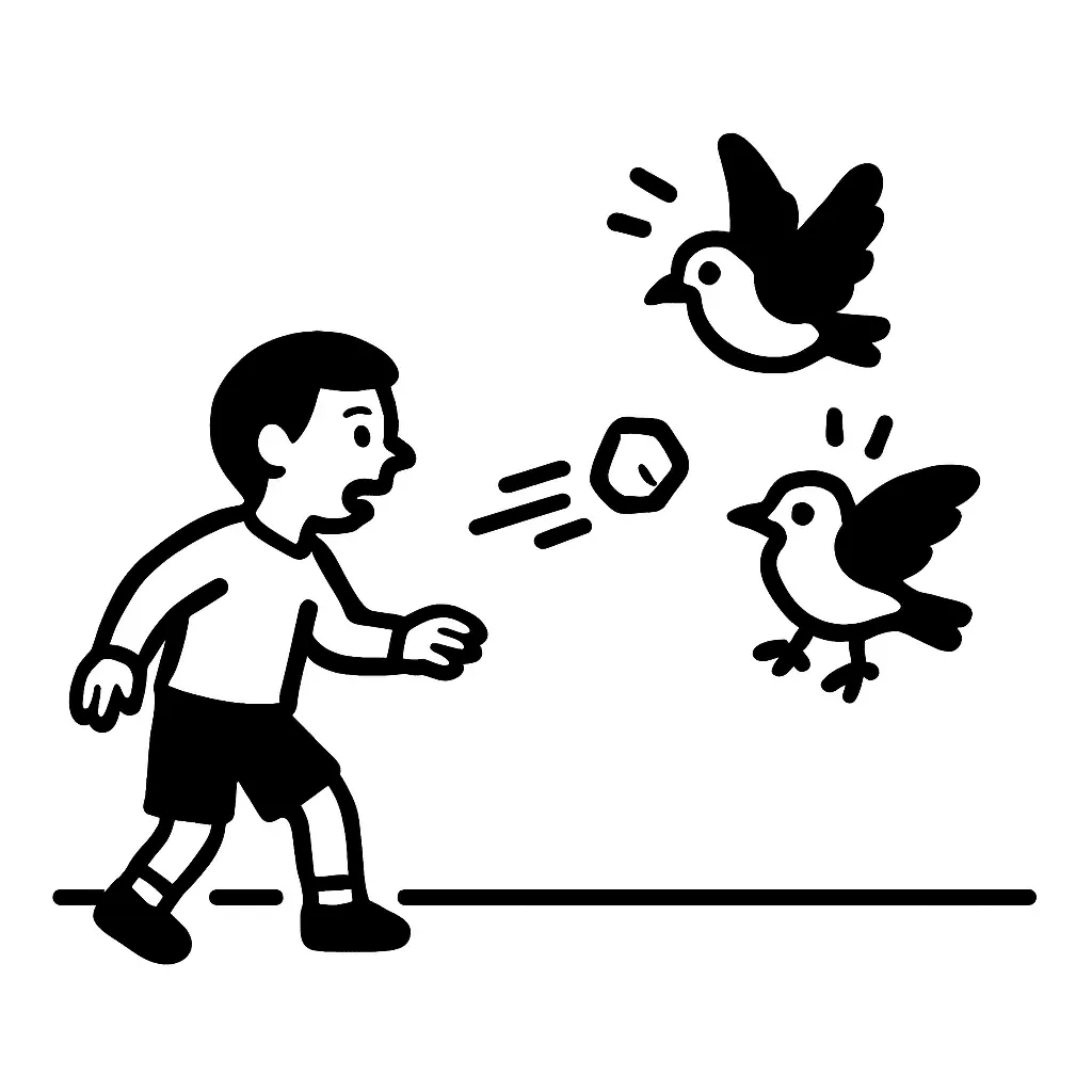一石二鳥の意味を表すイラスト