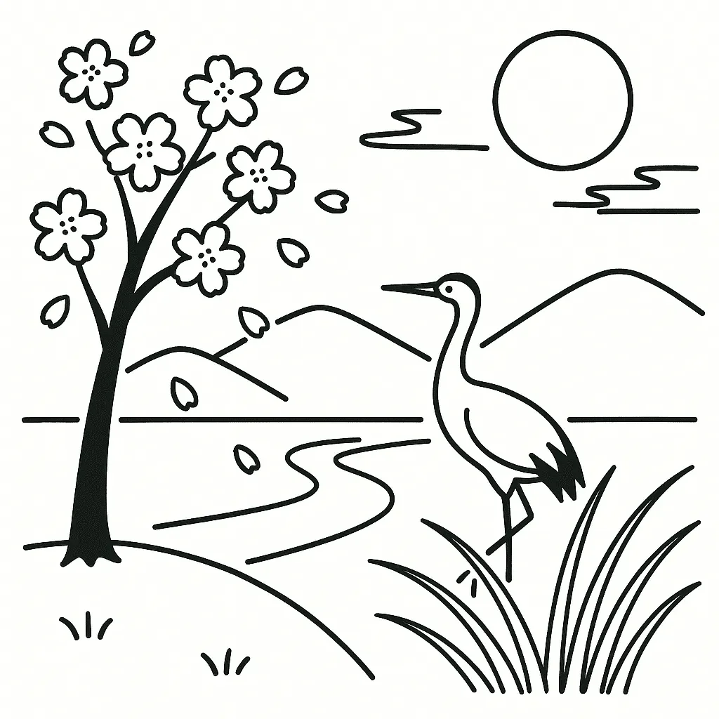 花鳥風月の意味を表すイラスト