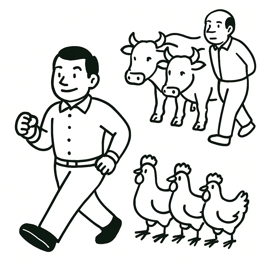 鶏口牛後の意味を表すイラスト