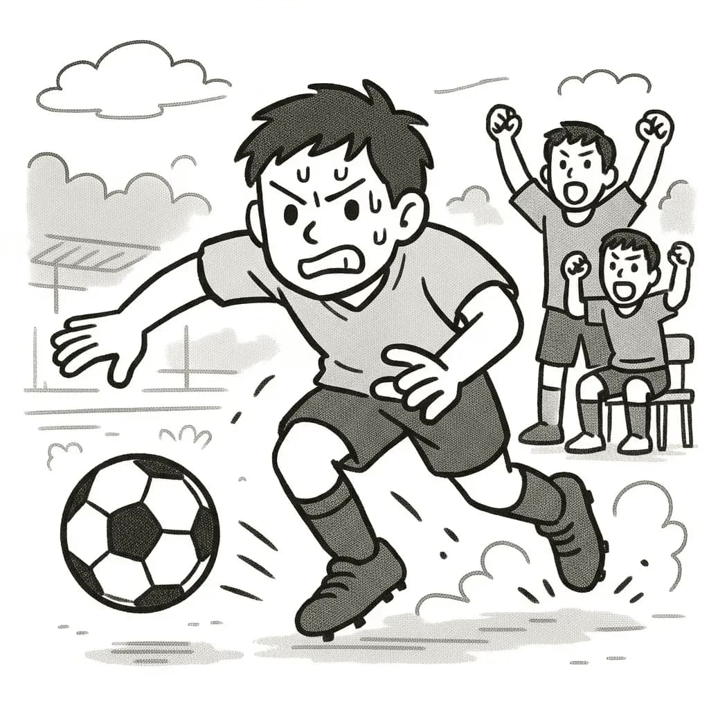 力戦奮闘の意味を表すイラスト